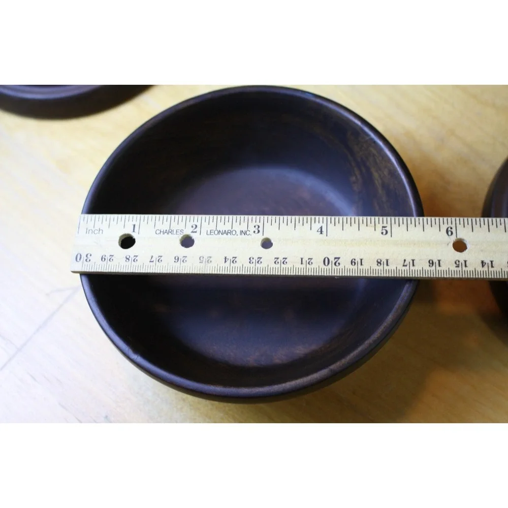 David Auld Dark Wooden Bowl Set of 4 Made in Haiti Vintage MCM Small Rimmed